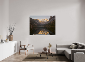 160 x 120 cm, Fotoabzug hinter Acryl glänzend ohne Rahmen Dachstein Reflection – Gosausee, Austria