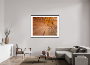 140 x 105 cm, Fotoabzug hinter Acryl glänzend Schattenfugenrahmen Tokyo 20 mm schwarz matt Weißrand 8 cm Desert Flow – Coyote Buttes South, Arizona